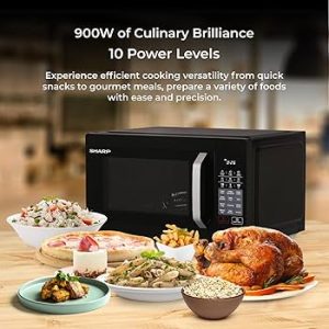 SHARP 27L Convection Microwave Oven (R827KNK, Black, Healthy Fry with Zero Oil, Stainless Steel Cavity, Vapour Clean)
